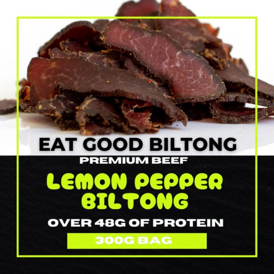 Lemon Pepper Biltong 300g Bag Tara's Biltong Limited